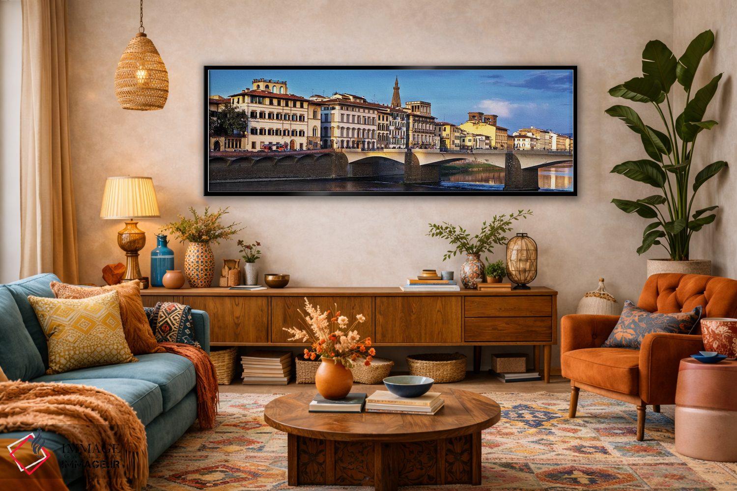 تابلو دکوراتیو پل پونته وکیو در گرگ و میش اثر سوزان ریچی - D3B