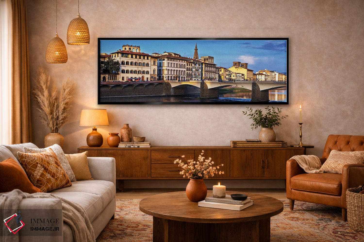 تابلو دکوراتیو پل پونته وکیو در گرگ و میش اثر سوزان ریچی - D5B