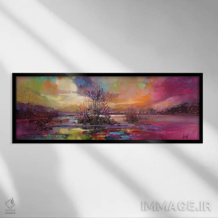 تابلو انتزاعی رنگ دریاچه فاین اثر اسکات نیسمیت - نمای قابدار مشکی