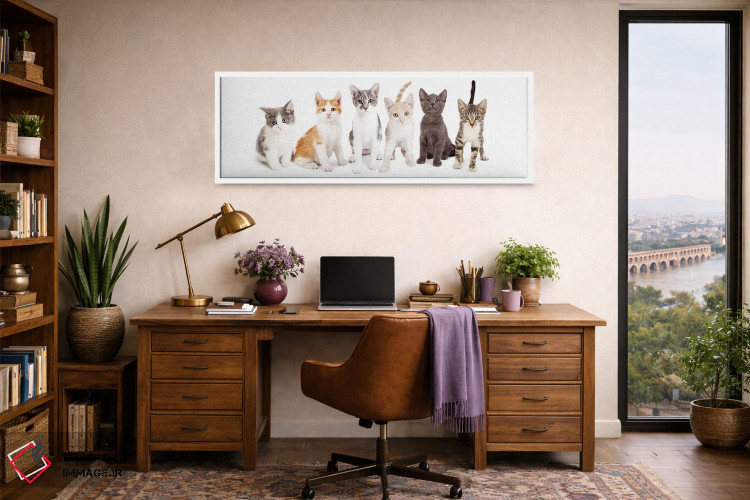 تابلو دکوراتیو ردیفی از بچه گربه های بامزه کنار هم اثر سوزان ریچی - D1W
