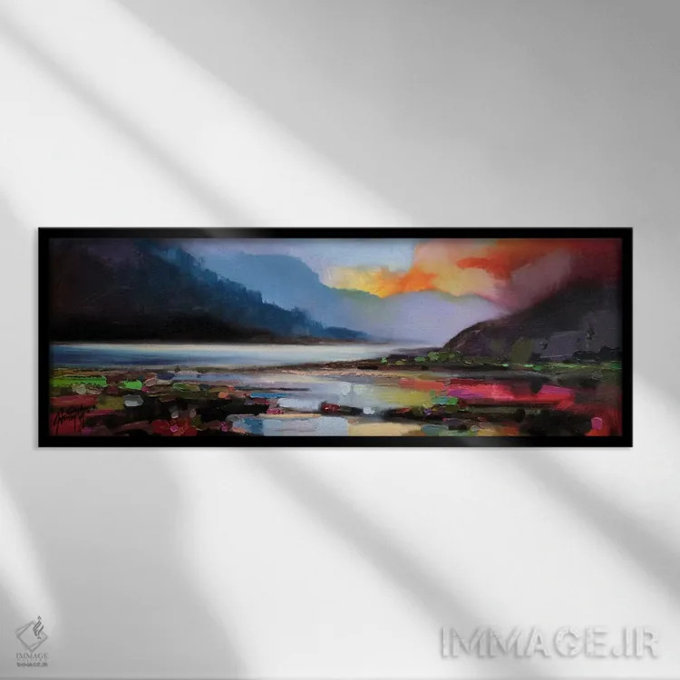 تابلو انتزاعی نور اثیری اثر اسکات نیسمیت - نمای قابدار مشکی