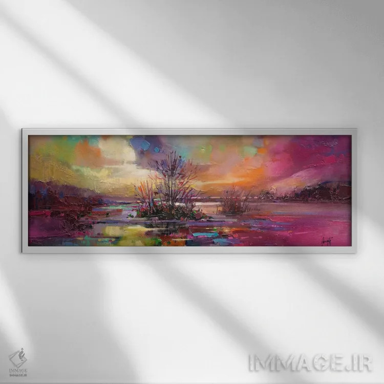 تابلو انتزاعی رنگ دریاچه فاین اثر اسکات نیسمیت - نمای قابدار سفید
