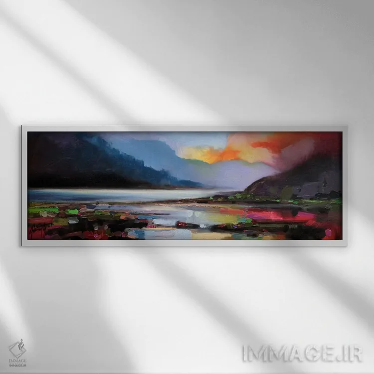 تابلو انتزاعی نور اثیری اثر اسکات نیسمیت - نمای قابدار سفید