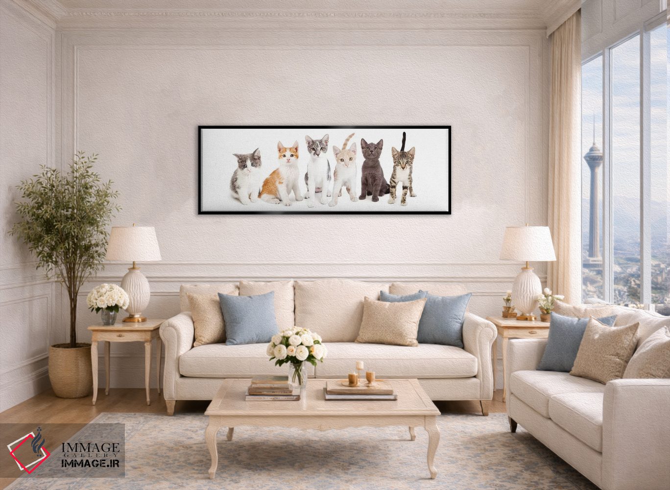 تابلو دکوراتیو ردیفی از بچه گربه های بامزه کنار هم اثر سوزان ریچی - D6B