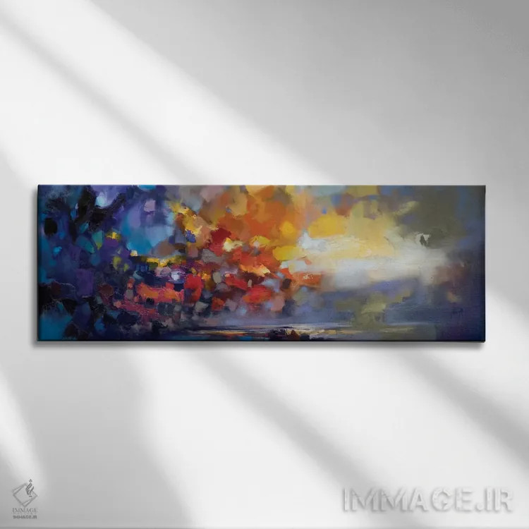 تابلو انتزاعی نور مولکولی اثر اسکات نیسمیت - نمای روبهرو روی دیوار