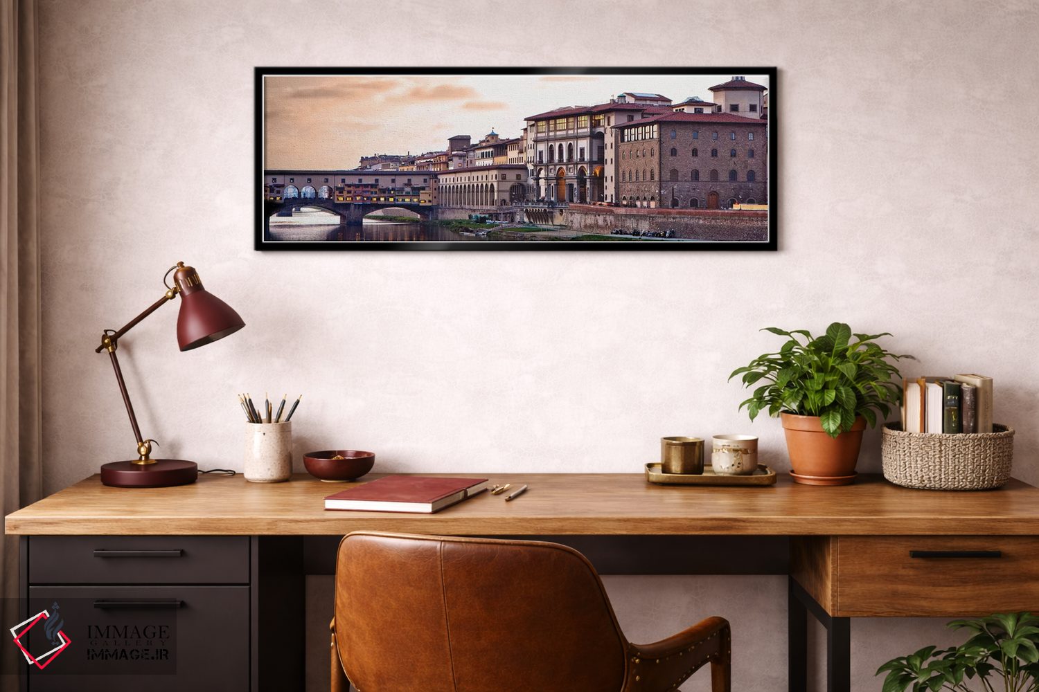 تابلو دکوراتیو غروب خورشید بر فراز پل پونته وکیو اثر سوزان ریچی - D4B