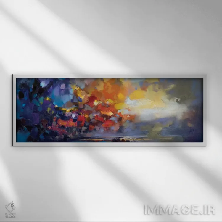 تابلو انتزاعی نور مولکولی اثر اسکات نیسمیت - نمای قابدار سفید