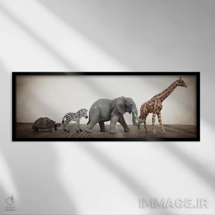 تابلو دکوراتیو خط سافاری دو اثر استودیو سنت اند سیلور - نمای قابدار مشکی