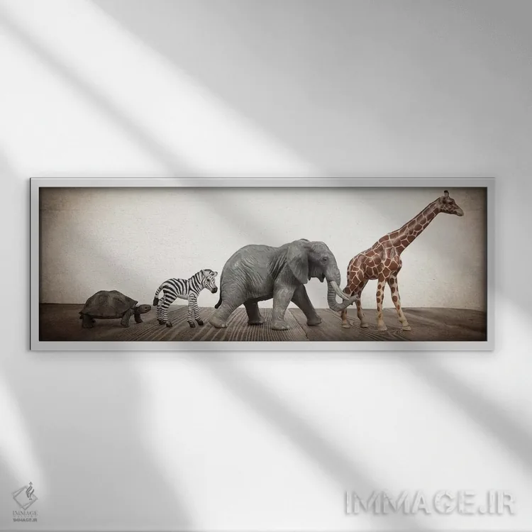 تابلو دکوراتیو خط سافاری دو اثر استودیو سنت اند سیلور - نمای قابدار سفید