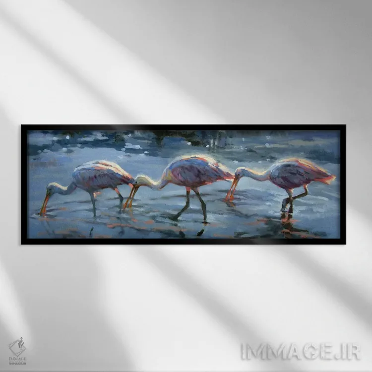 تابلو دکوراتیو غذادهی دیرهنگام اسپه آهنی اثر سندی نلسون - نمای قابدار مشکی