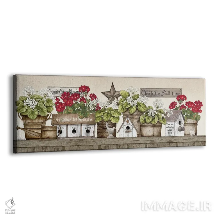 تابلو دکوراتیو طاقچه شمعدانی اثر لیندا اسپایوی - نمای پرسپکتیو محصول