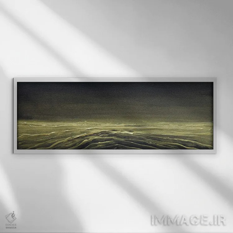 تابلو انتزاعی طلایی دو اثر سوفیا کوهن - نمای قابدار سفید