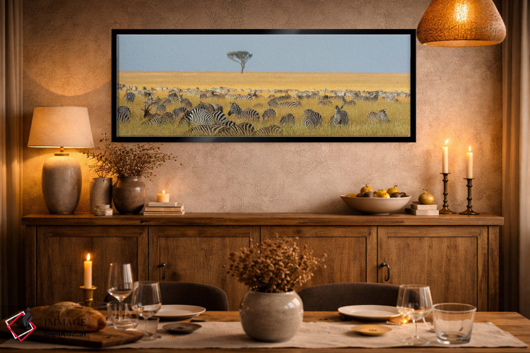 تابلو دکوراتیو Equus Quagga, Grazing In The Grass At Masai Mara Nationa… اثر سرجیو پیتامیتز - D2B