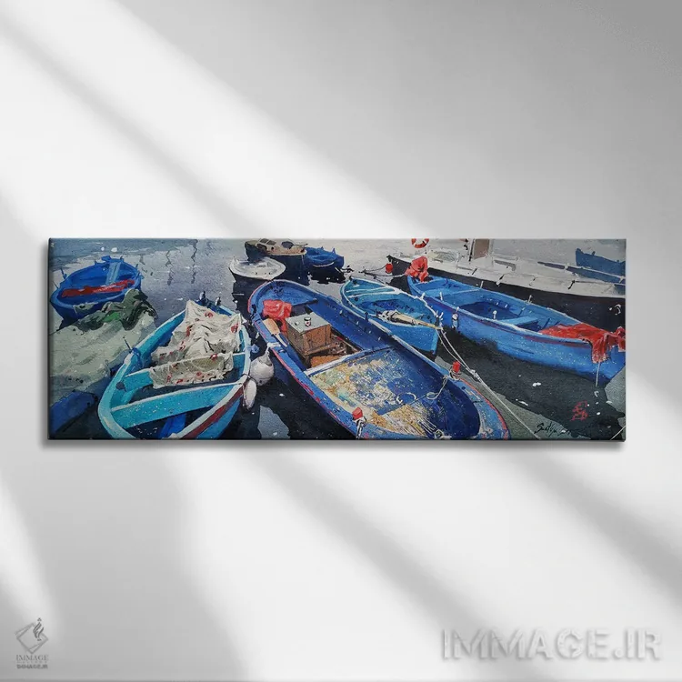 تابلو دکوراتیو نقاط آبی دریایی اثر سوتلین سوفرونیف - نمای روبهرو روی دیوار