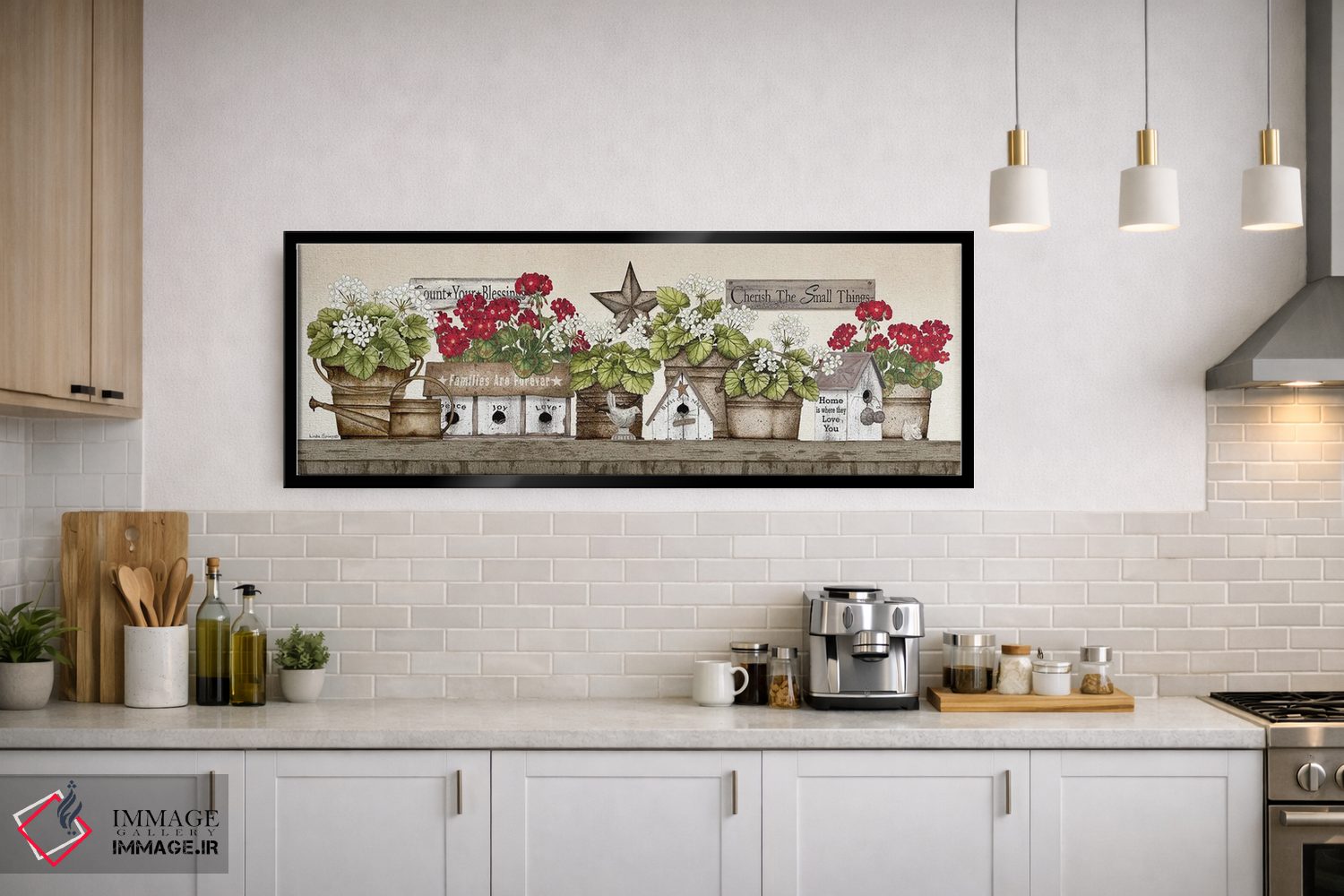 تابلو دکوراتیو طاقچه شمعدانی اثر لیندا اسپایوی - D2B