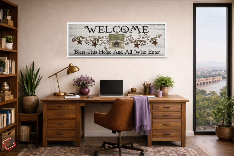 تابلو دکوراتیو خدایا این خانه و همه واردشوندگان را برکت بده اثر لیندا اسپایوی - D1W