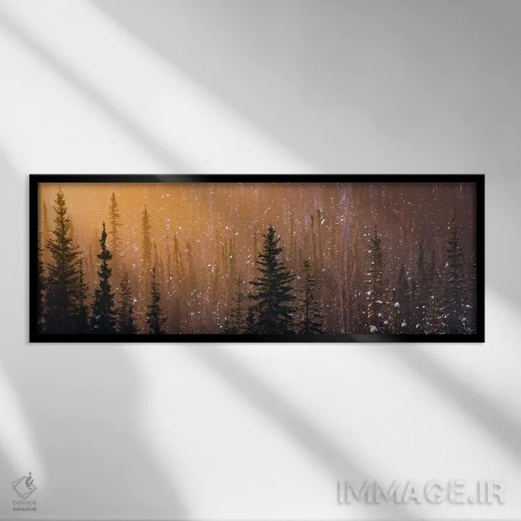 تابلو دکوراتیو نور در میان درختان اثر استفان هفل - نمای قابدار مشکی