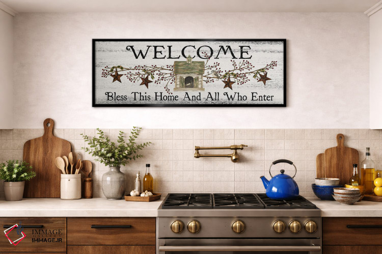 تابلو دکوراتیو خدایا این خانه و همه واردشوندگان را برکت بده اثر لیندا اسپایوی - D2B