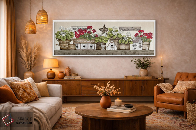 تابلو دکوراتیو طاقچه شمعدانی اثر لیندا اسپایوی - D4W