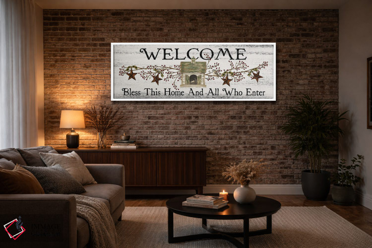 تابلو دکوراتیو خدایا این خانه و همه واردشوندگان را برکت بده اثر لیندا اسپایوی - D3W