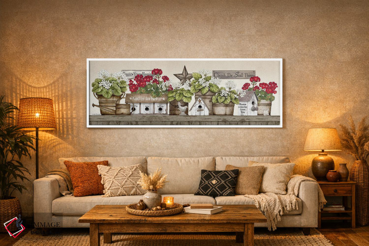 تابلو دکوراتیو طاقچه شمعدانی اثر لیندا اسپایوی - D5W