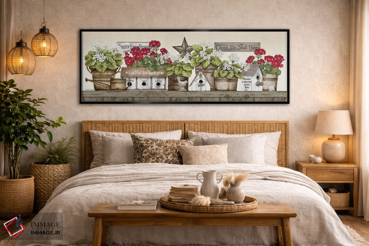 تابلو دکوراتیو طاقچه شمعدانی اثر لیندا اسپایوی - D6B