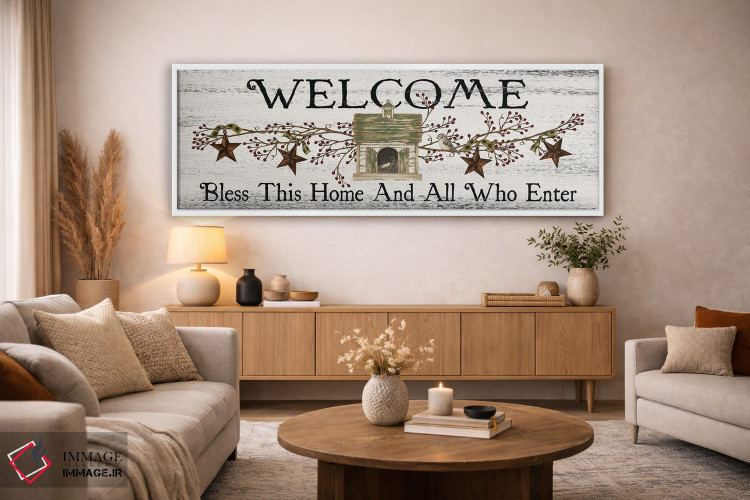 تابلو دکوراتیو خدایا این خانه و همه واردشوندگان را برکت بده اثر لیندا اسپایوی - D4W