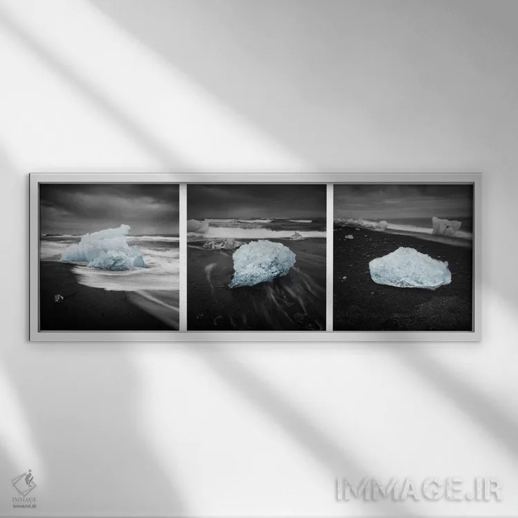 تابلو دکوراتیو یخ ایسلندی اثر آندریاس استریدسبرگ - نمای قابدار سفید