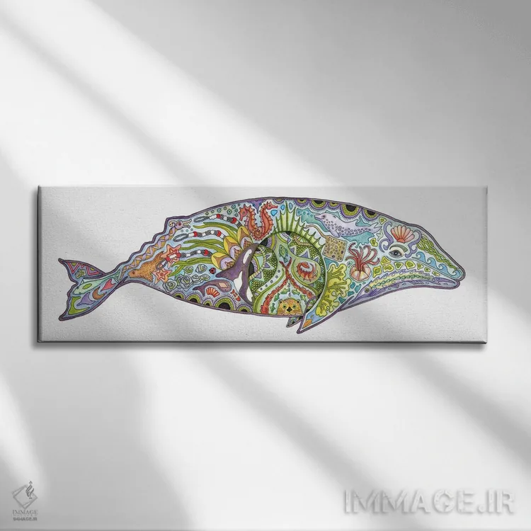 تابلو دکوراتیو نهنگ خاکستری اثر سو کاکیا - نمای روبهرو روی دیوار