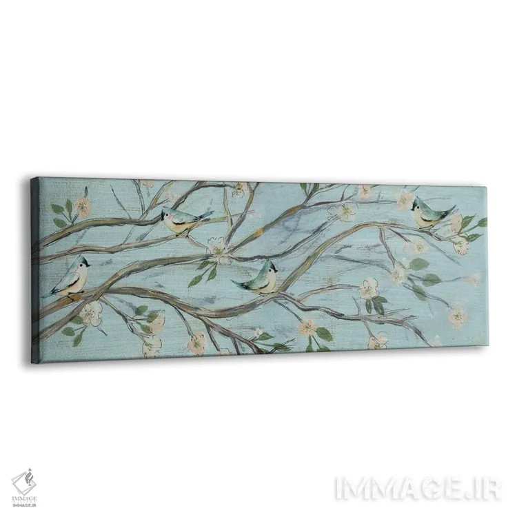 تابلو دکوراتیو آسمان آبی و شکوفه ها اثر سوزان جیـل - نمای پرسپکتیو محصول