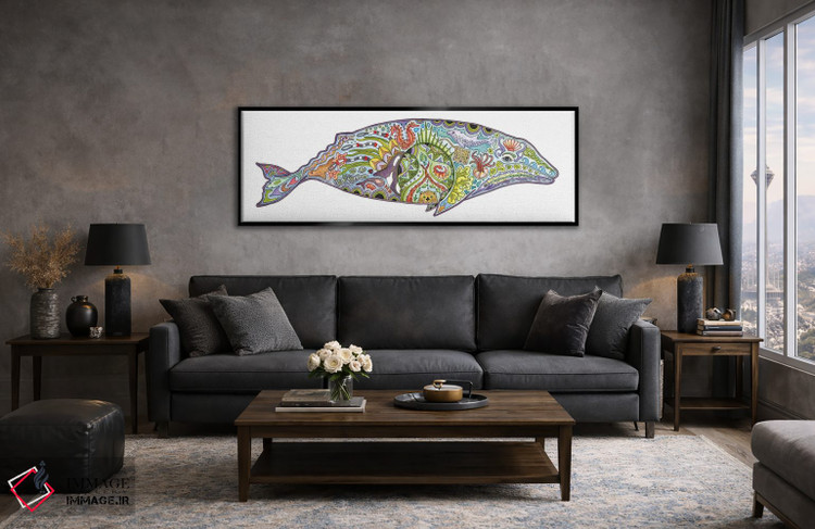 تابلو دکوراتیو نهنگ خاکستری اثر سو کاکیا - D5B