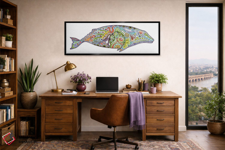 تابلو دکوراتیو نهنگ خاکستری اثر سو کاکیا - D4B