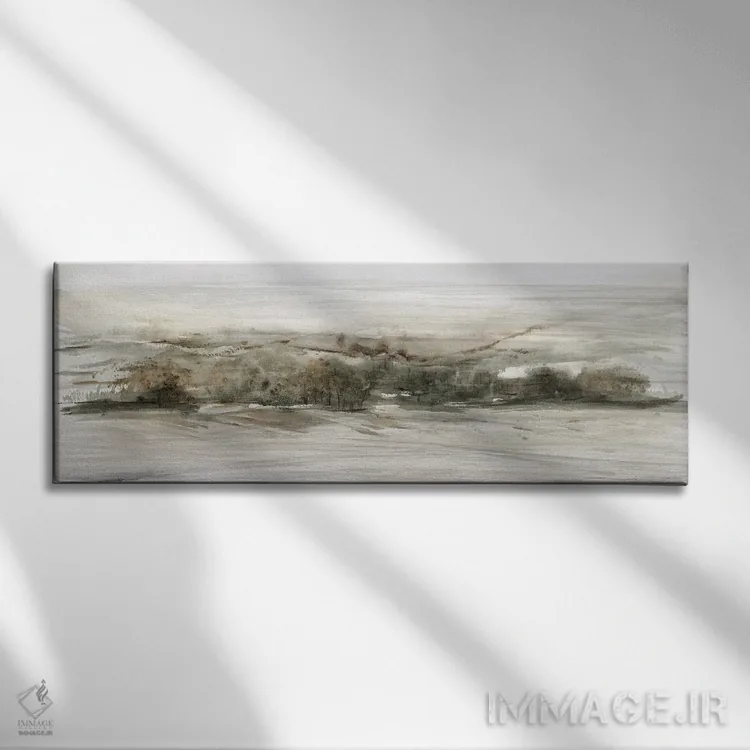 تابلو انتزاعی طلوع کوه راش اثر سوزان جیـل - نمای روبهرو روی دیوار