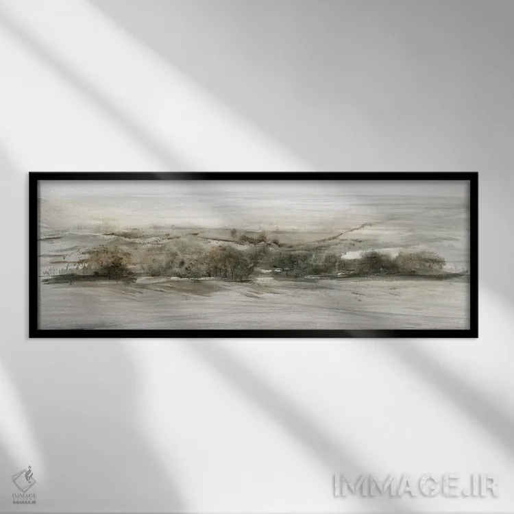 تابلو انتزاعی طلوع کوه راش اثر سوزان جیـل - نمای قابدار مشکی