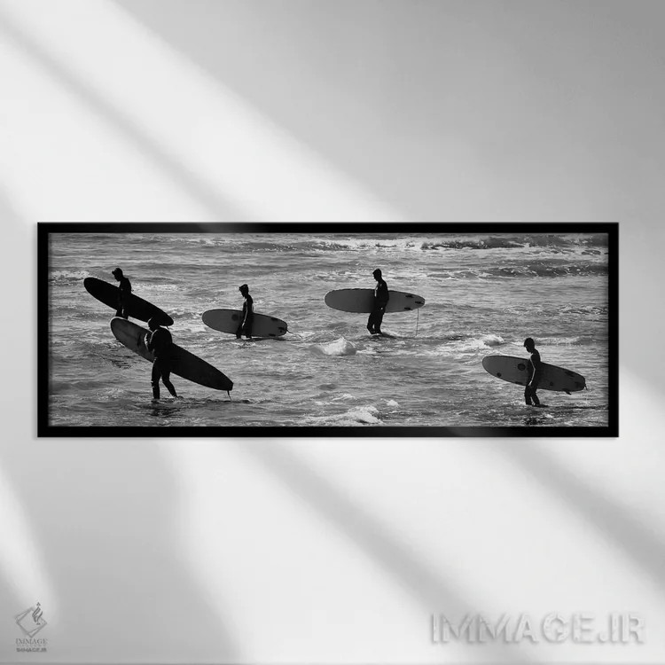 تابلو دکوراتیو پنج موج سوار اثر سوزان ویزواری - نمای قابدار مشکی
