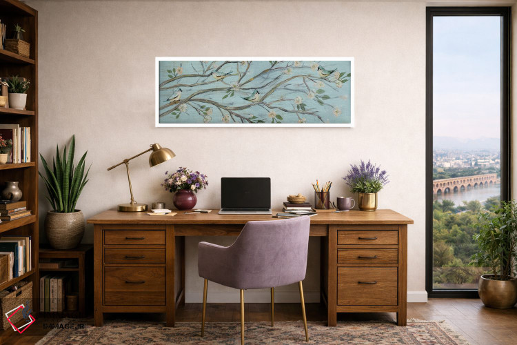 تابلو دکوراتیو آسمان آبی و شکوفه ها اثر سوزان جیـل - D1W