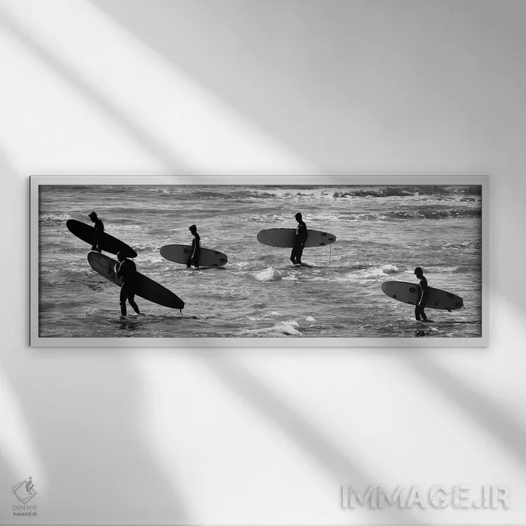 تابلو دکوراتیو پنج موج سوار اثر سوزان ویزواری - نمای قابدار سفید