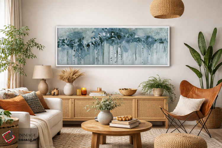 تابلو انتزاعی صبح توس آبی اثر سوزان جیـل - D3W