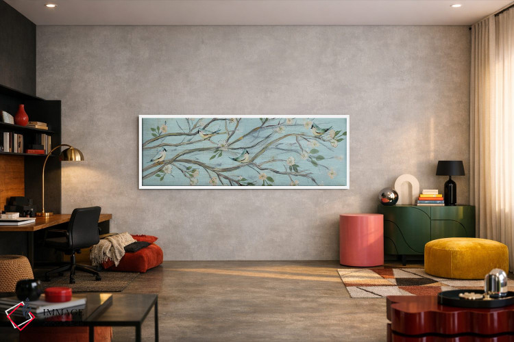 تابلو دکوراتیو آسمان آبی و شکوفه ها اثر سوزان جیـل - D4W