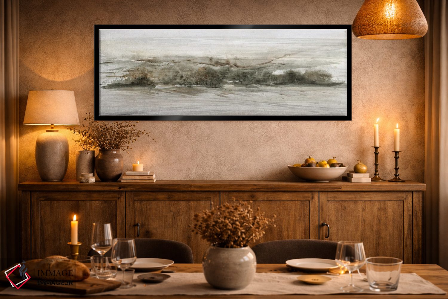 تابلو انتزاعی طلوع کوه راش اثر سوزان جیـل - D2B