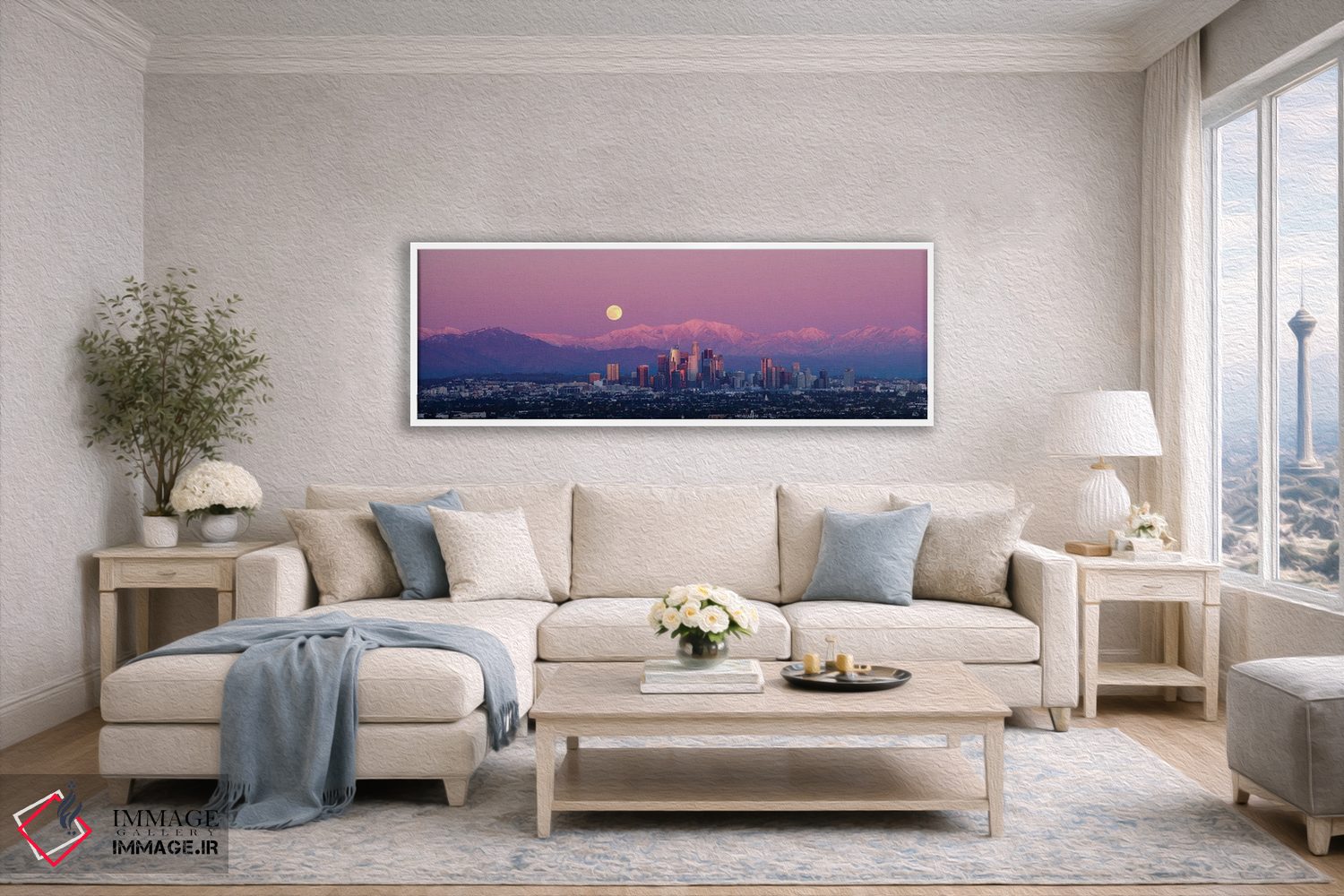 تابلو دکوراتیو ماه کامل بر فراز لس آنجلس اثر سوزان ویزواری - D4W