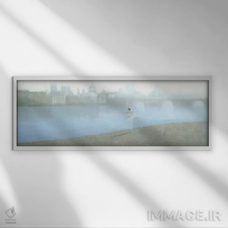 تابلو دکوراتیو رقاصه باله بر رود تیمز اثر استیو میچل - نمای قابدار سفید
