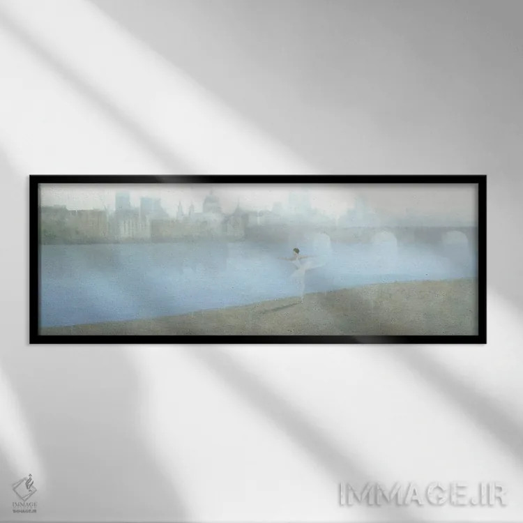 تابلو دکوراتیو رقاصه باله بر رود تیمز اثر استیو میچل - نمای قابدار مشکی