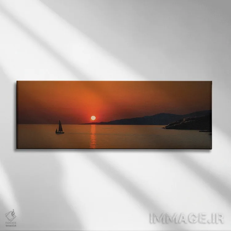 تابلو دکوراتیو غروب دریای اژه اثر استیو تول - نمای روبهرو روی دیوار