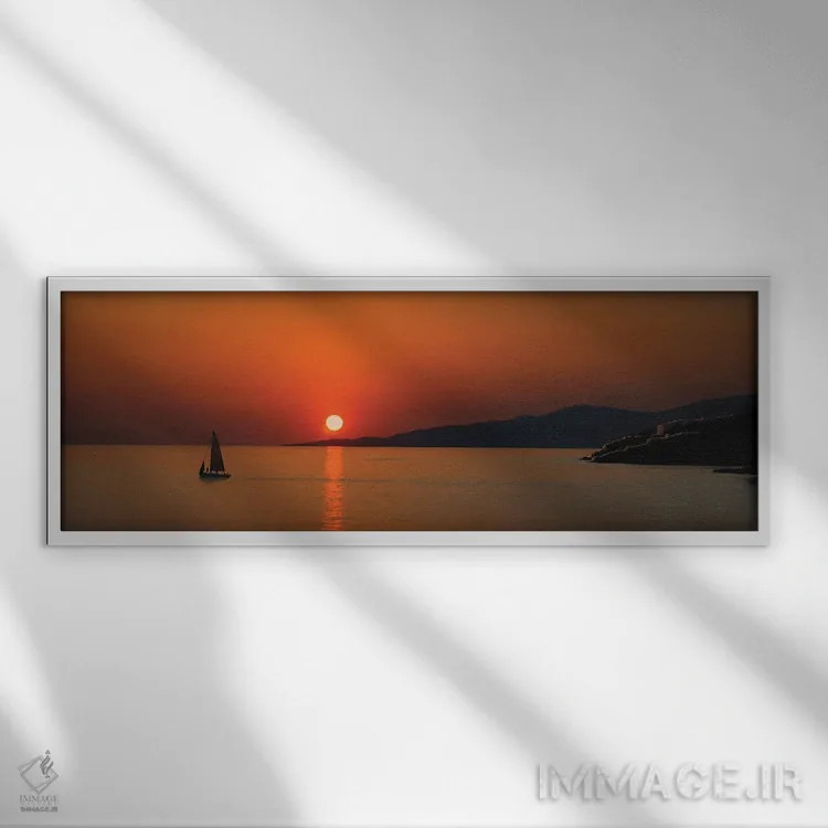 تابلو دکوراتیو غروب دریای اژه اثر استیو تول - نمای قابدار سفید