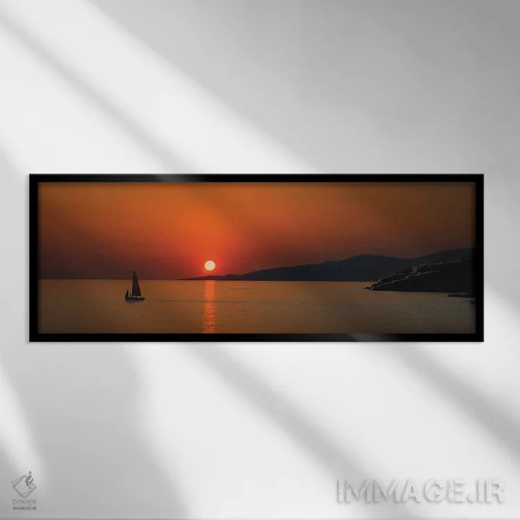 تابلو دکوراتیو غروب دریای اژه اثر استیو تول - نمای قابدار مشکی