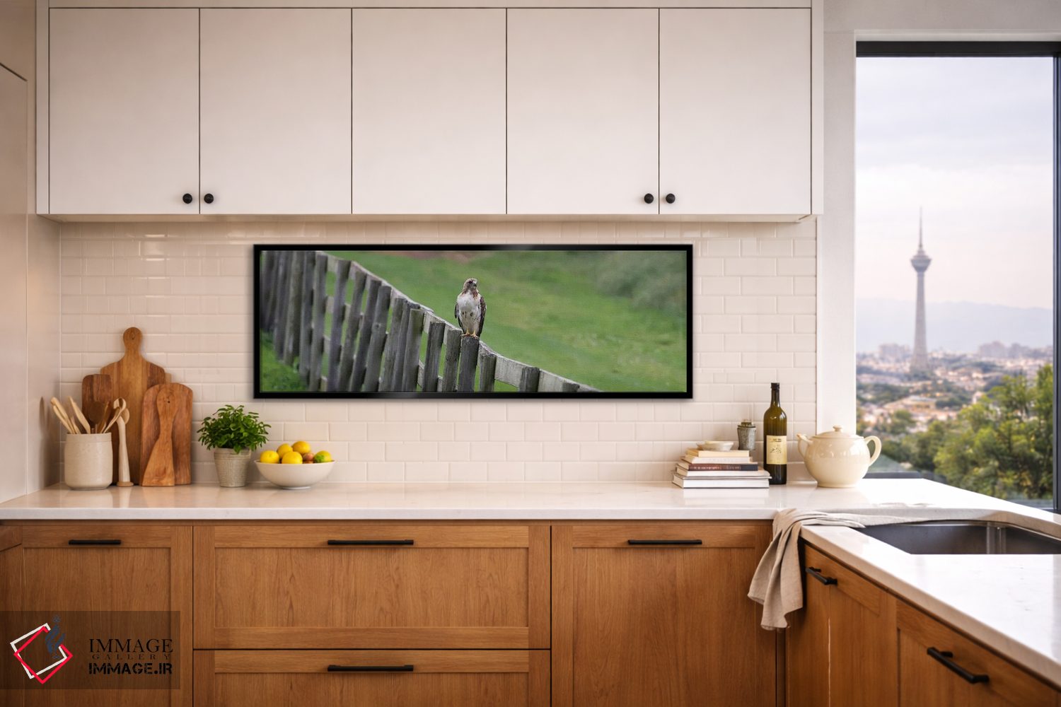 تابلو دکوراتیو نشستن روی نرده اثر استیو تول - D6B