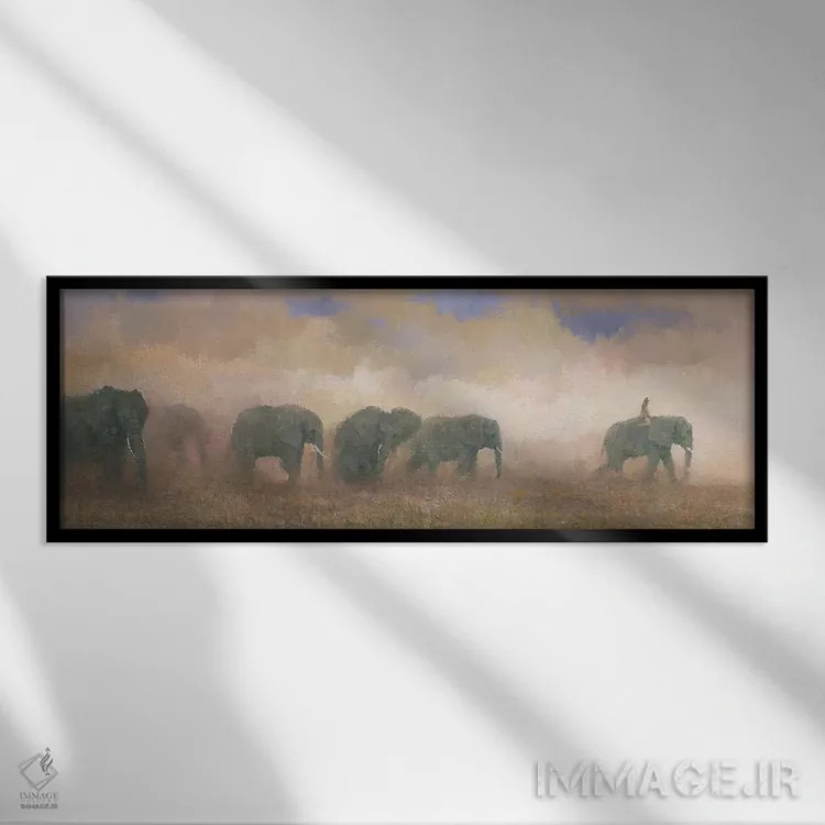 تابلو دکوراتیو سواران گرد و غبار اثر استیو میچل - نمای قابدار مشکی