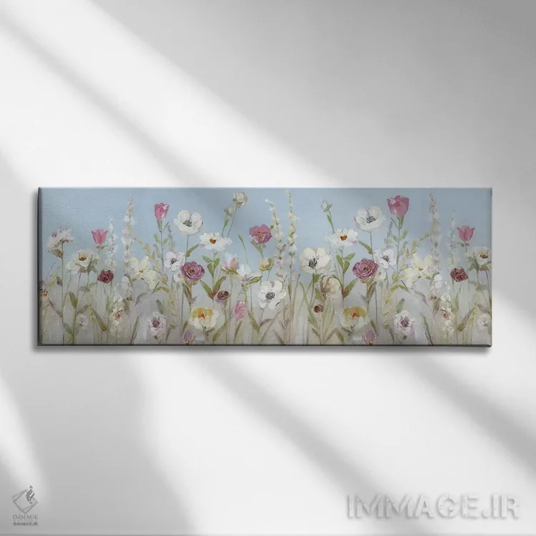 تابلو دکوراتیو شکوفه های بهاری اثر سالی سواتلند - نمای روبهرو روی دیوار