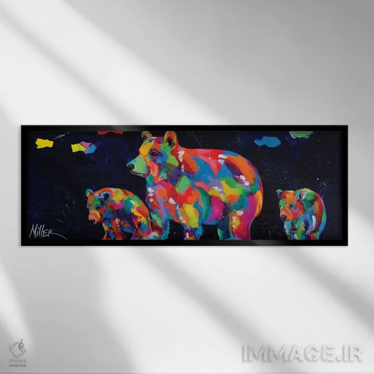 تابلو دکوراتیو خرس مادر اثر تریسی میلر - نمای قابدار مشکی